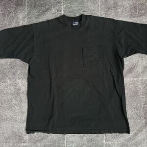 Men's Vintage 90's Honors USA Black Blank Pocket Single Stitch T Shirt Tee Sz XL